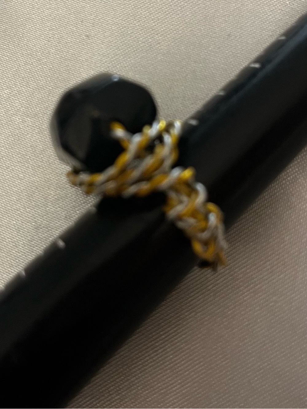 Handmade Twisted Wire Ring with Black Bead